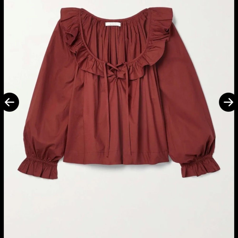 Doen Deep Red Ruffled Blouse